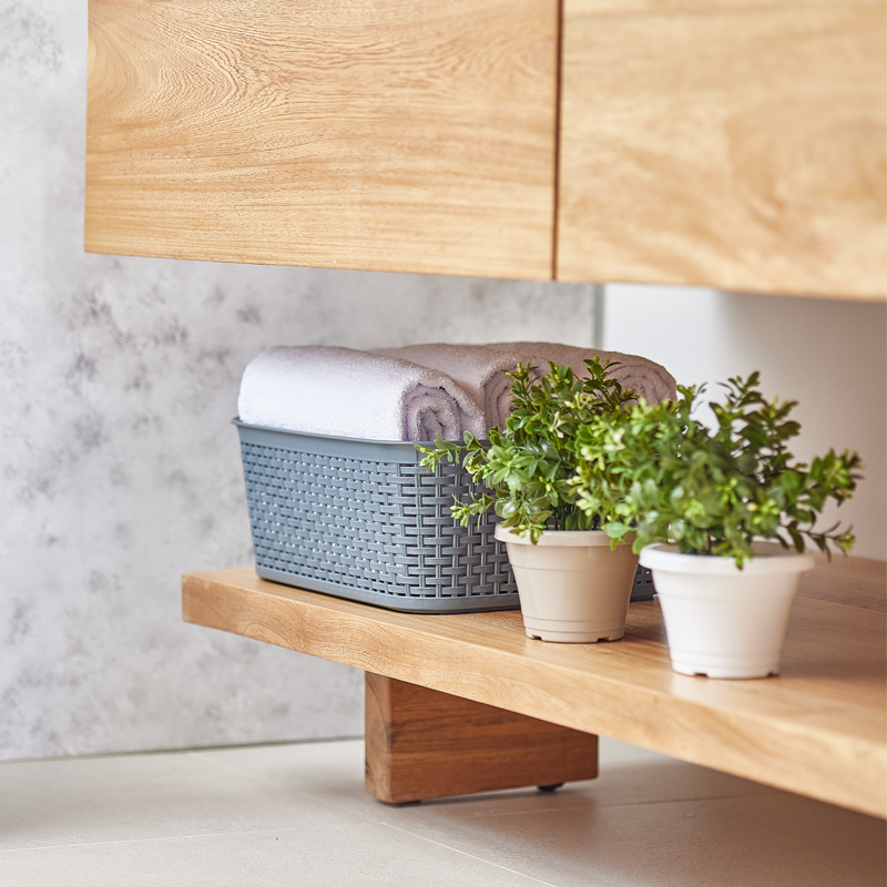 CANASTA RATTAN ECORED 8 L X 12 UND GRIS