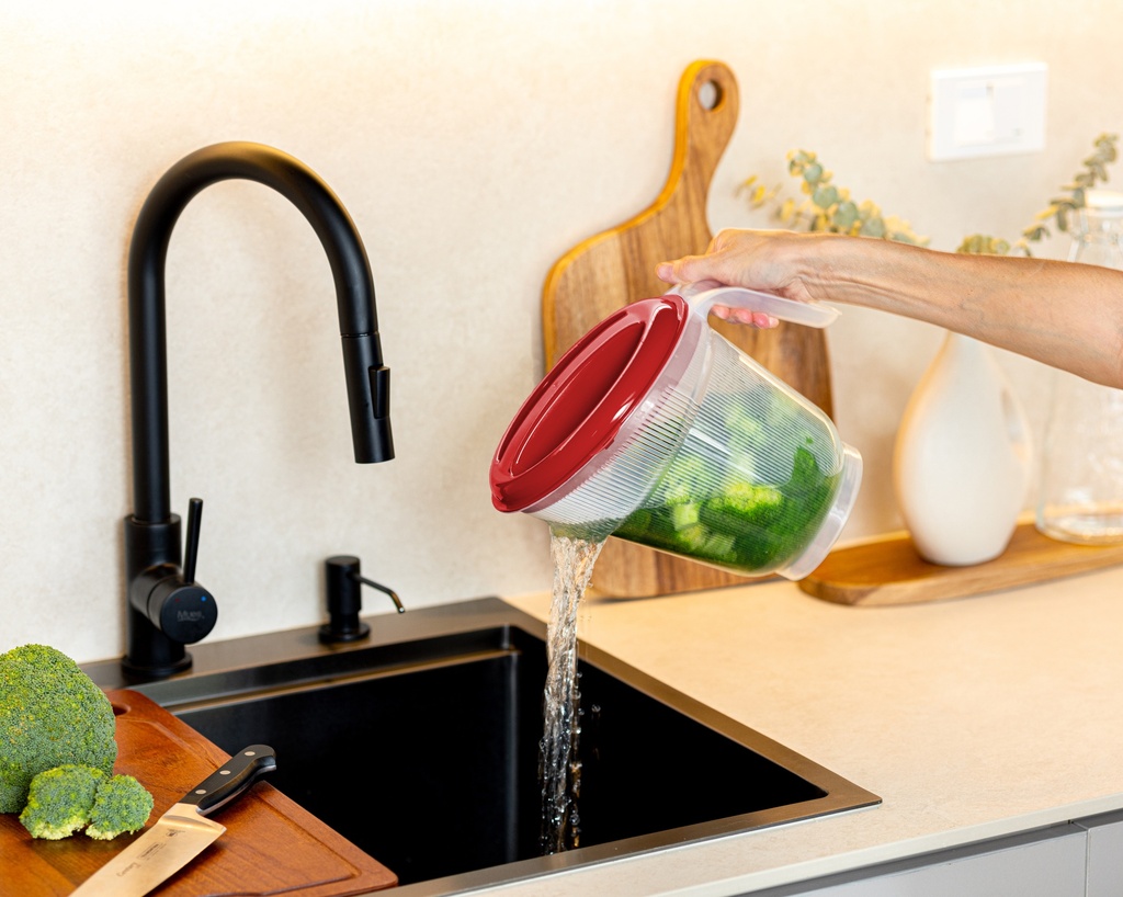 JARRA ESCURRIDORA FANTÁSTICA 2 L X 18 UND TRANSPARENTE ROJA