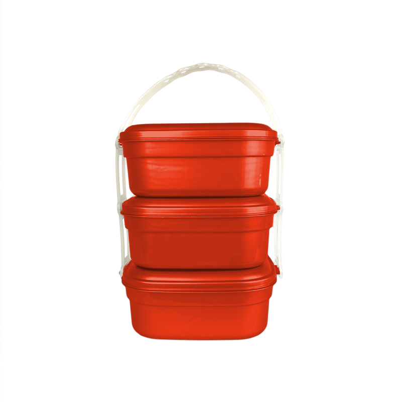 PORTACOMIDAS CUADRADO X 3 X 24 UND ROJO