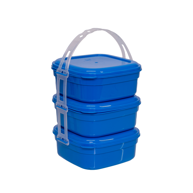 PORTACOMIDAS CUADRADO X 3 X 24 UND AZUL