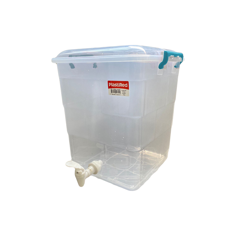 CONTENEDOR FANTASIA C/CANILLA 10 L X 12 UND TRANSPARENTE AZUL﻿