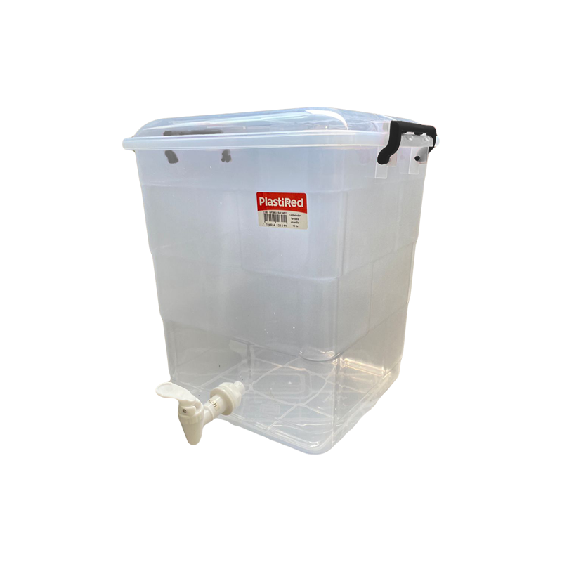 ﻿CONTENEDOR FANTASIA C/CANILLA 10 L X 12 UND TRANSPARENTE NEGRO﻿