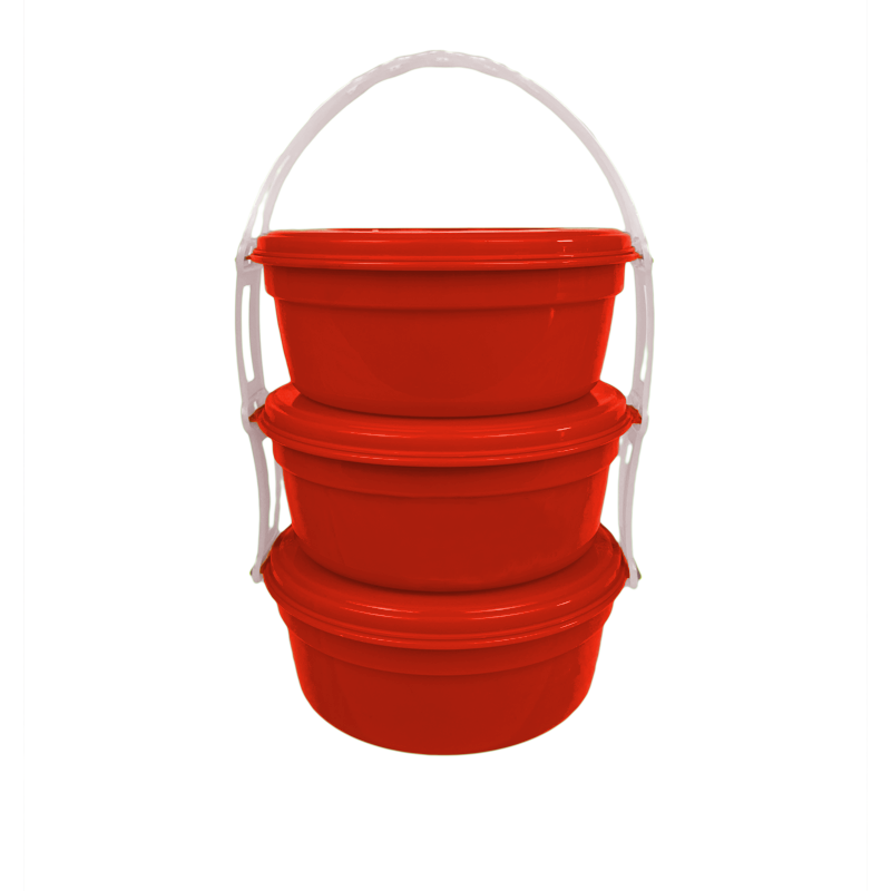 PORTACOMIDAS REDONDO X 3 X 24 UND ROJO