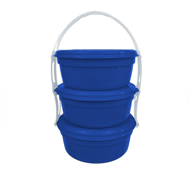 PORTACOMIDAS REDONDO X 3 X 24 UND AZUL