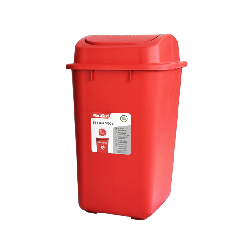 PAPELERA VAIVEN INSTITUCIONAL 40L X 12 UND ROJO