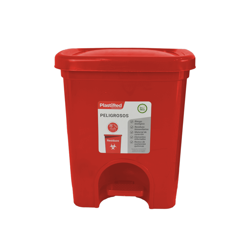 PAPELERA RECICLAJE ECORED 20 L  X 12 UND ROJO