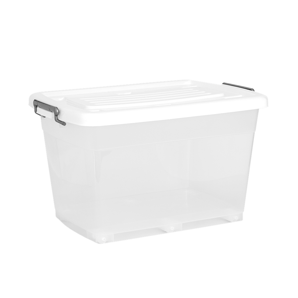 CAJA MEGAUTIL CON RUEDAS 65 L X 6 UND TRANSPARENTE BLANCO