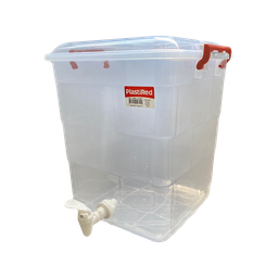 [6577/ROJO] ﻿CONTENEDOR FANTASIA C/CANILLA 15 L X 14 UND TRANSPARENTE ROJO﻿