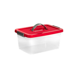 [01492/ROJO] CAJA ORGANIZADORA CON MANIJA 5 L X 18 UND TRANSPARENTE ROJO