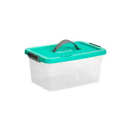 [01492/AZUL] CAJA ORGANIZADORA CON MANIJA 5 L X 18 UND TRANSPARENTE AZUL