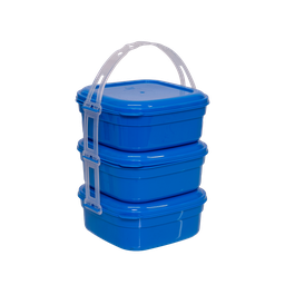 [03684/AZUL] PORTACOMIDAS CUADRADO X 3 X 24 UND AZUL