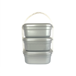 [03684/GRIS PLATA] PORTACOMIDAS CUADRADO X 3 X 24 UND GRIS PLATA