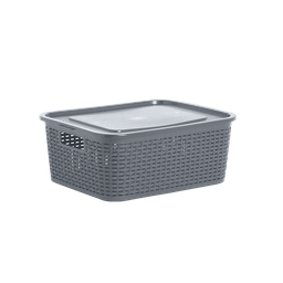 [02496/GRIS] CANASTA RATTAN ECORED 8 L X 12 UND GRIS