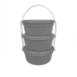 [03682/GRIS PLATA] PORTACOMIDAS REDONDO X 3 X 24 UND GRIS PLATA