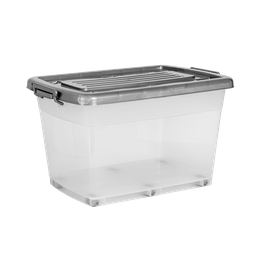 [01694/GRIS] CAJA MEGAUTIL CON RUEDAS 65 L X 6 UND TRANSPARENTE GRIS