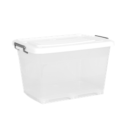 [01694/BLANCO] CAJA MEGAUTIL CON RUEDAS 65 L X 6 UND TRANSPARENTE BLANCO