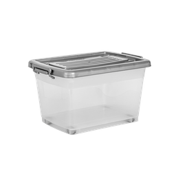 [01693/GRIS] CAJA MEGAUTIL CON RUEDAS 40 L X 6 UND TRANSPARENTE GRIS
